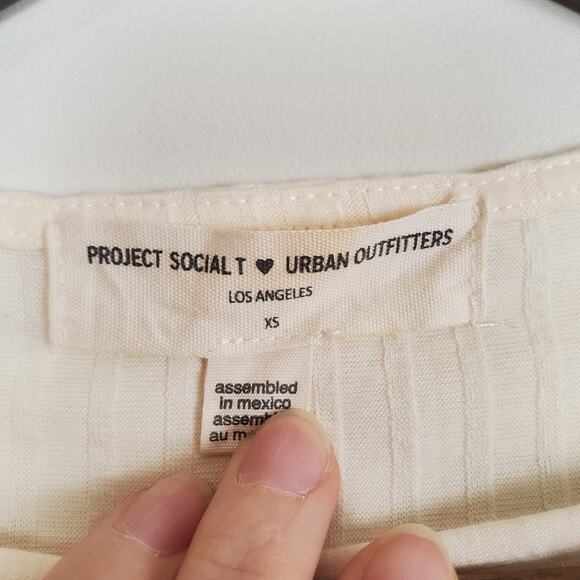 Urban Outfitters Project Social T Lace Up Baby Tee Cream XS - Picture 7 of 9
